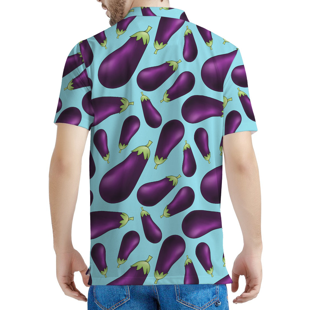 Purple Eggplant Pattern Print Men's Polo Shirt