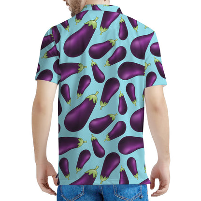 Purple Eggplant Pattern Print Men's Polo Shirt