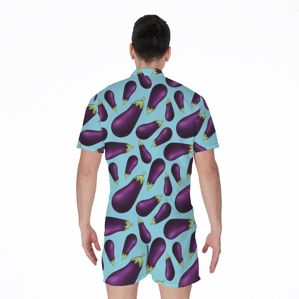 Purple Eggplant Pattern Print Men's Rompers