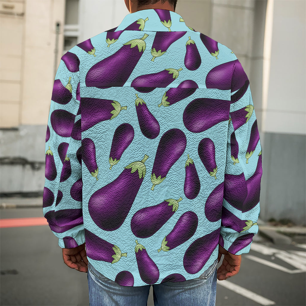 Purple Eggplant Pattern Print Men's Shirt Jacket