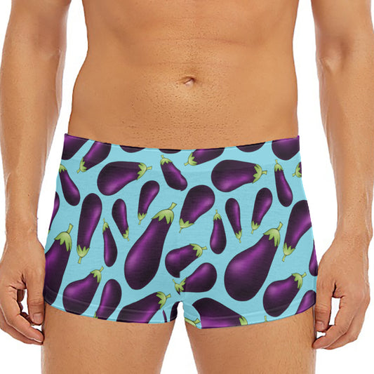 Purple Eggplant Pattern Print Men's Short Boxer Briefs