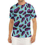 Purple Eggplant Pattern Print Men's Short Sleeve Rash Guard