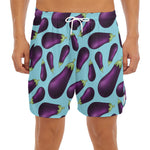 Purple Eggplant Pattern Print Men's Split Running Shorts