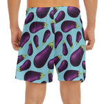 Purple Eggplant Pattern Print Men's Split Running Shorts