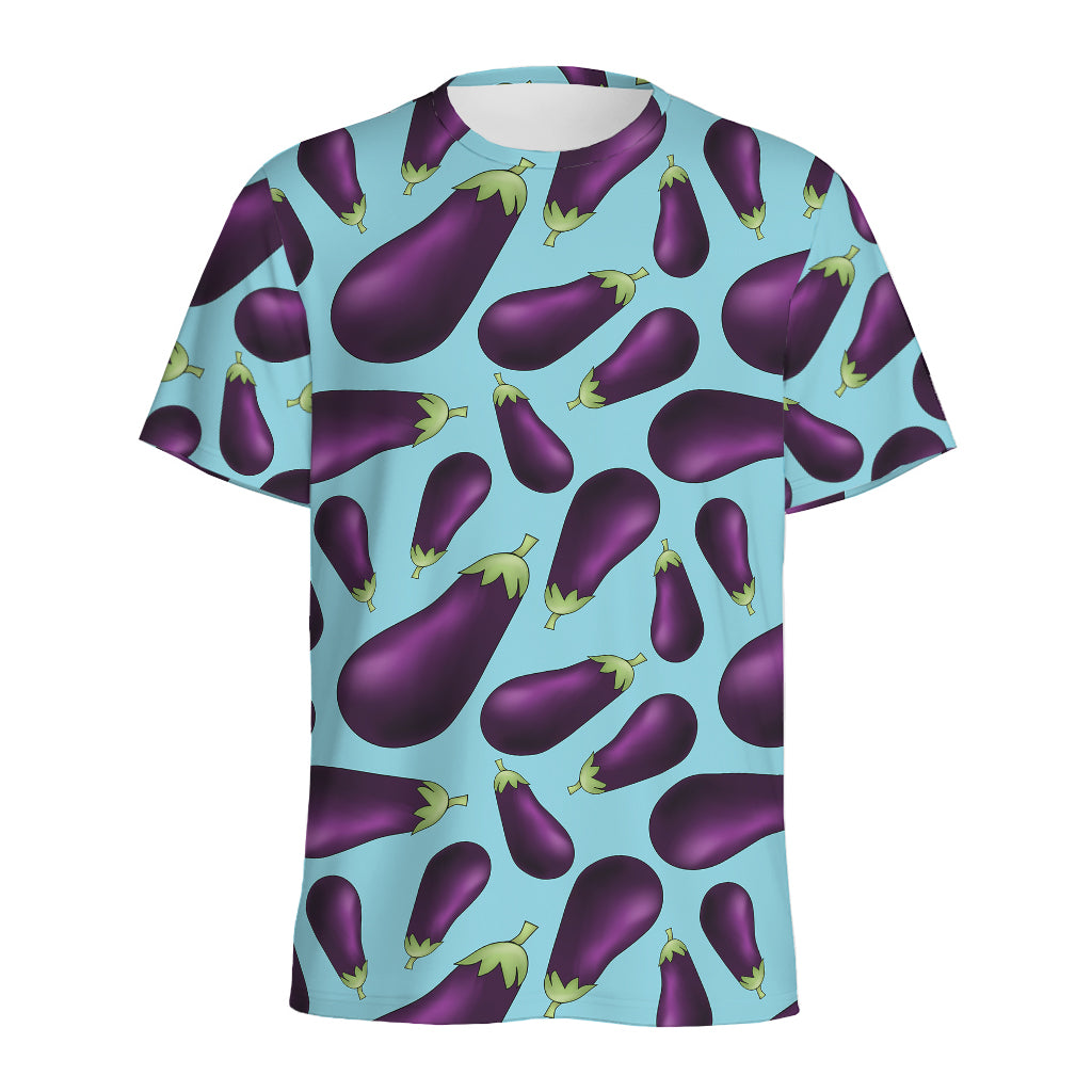 Purple Eggplant Pattern Print Men's Sports T-Shirt