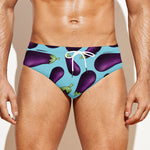 Purple Eggplant Pattern Print Men's Swim Briefs