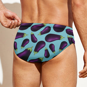 Purple Eggplant Pattern Print Men's Swim Briefs