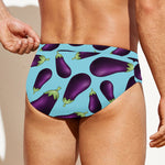 Purple Eggplant Pattern Print Men's Swim Briefs
