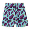 Purple Eggplant Pattern Print Men's Swim Trunks