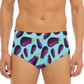 Purple Eggplant Pattern Print Men's Triangle Swim Briefs