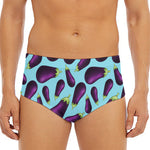 Purple Eggplant Pattern Print Men's Triangle Swim Briefs