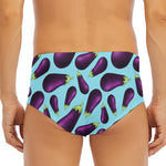 Purple Eggplant Pattern Print Men's Triangle Swim Briefs