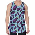 Purple Eggplant Pattern Print Men's Velvet Tank Top
