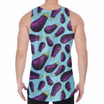 Purple Eggplant Pattern Print Men's Velvet Tank Top