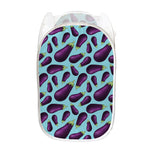 Purple Eggplant Pattern Print Mesh Laundry Hamper