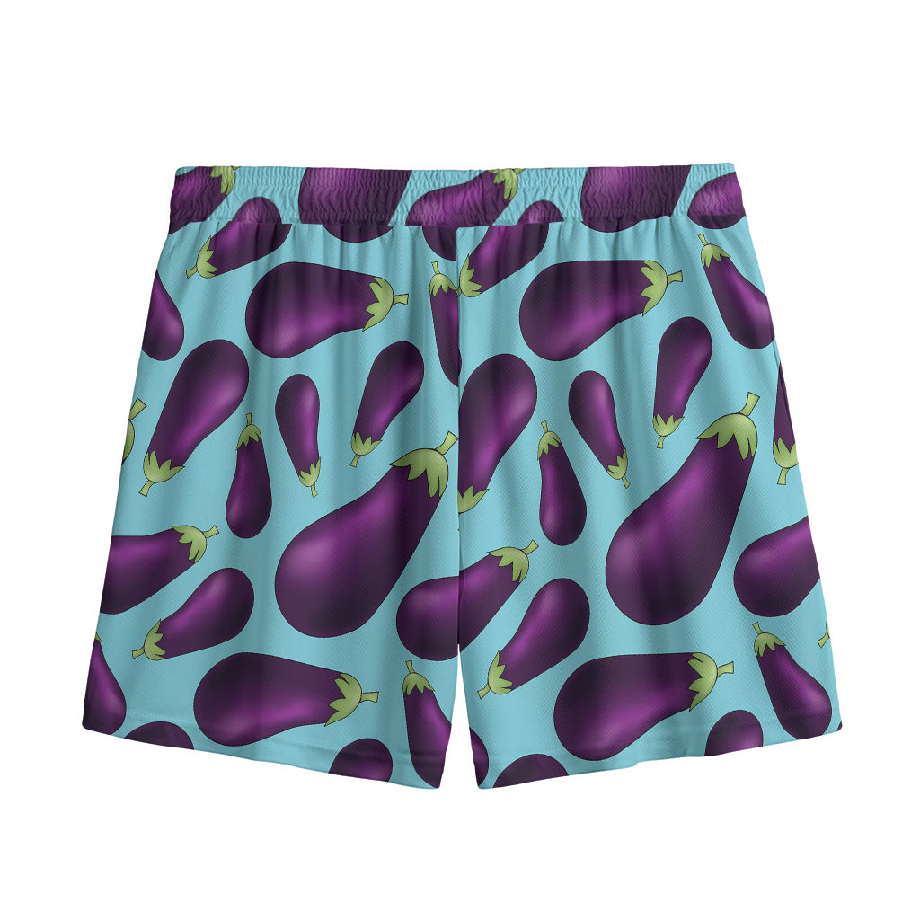 Purple Eggplant Pattern Print Mesh Shorts