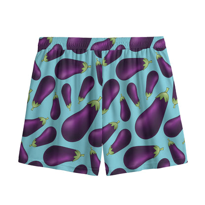 Purple Eggplant Pattern Print Mesh Shorts