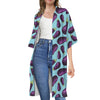 Purple Eggplant Pattern Print Open Front Beach Cover Up