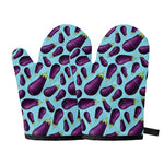 Purple Eggplant Pattern Print Oven Mitts
