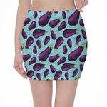 Purple Eggplant Pattern Print Pencil Mini Skirt