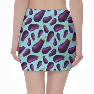 Purple Eggplant Pattern Print Pencil Mini Skirt