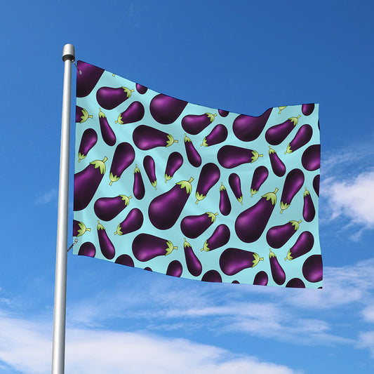 Purple Eggplant Pattern Print Polyester Flag