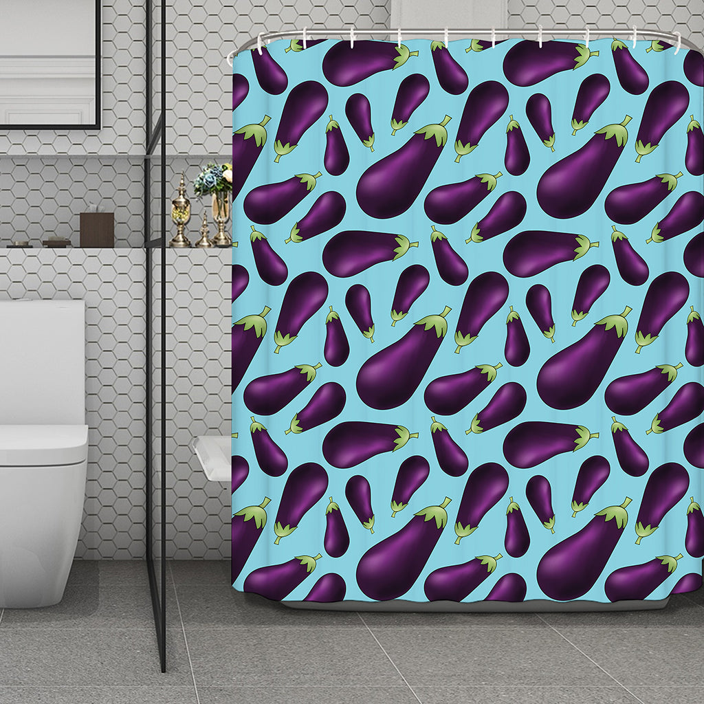 Purple Eggplant Pattern Print Polyester Shower Curtain