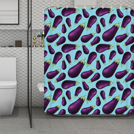 Purple Eggplant Pattern Print Polyester Shower Curtain