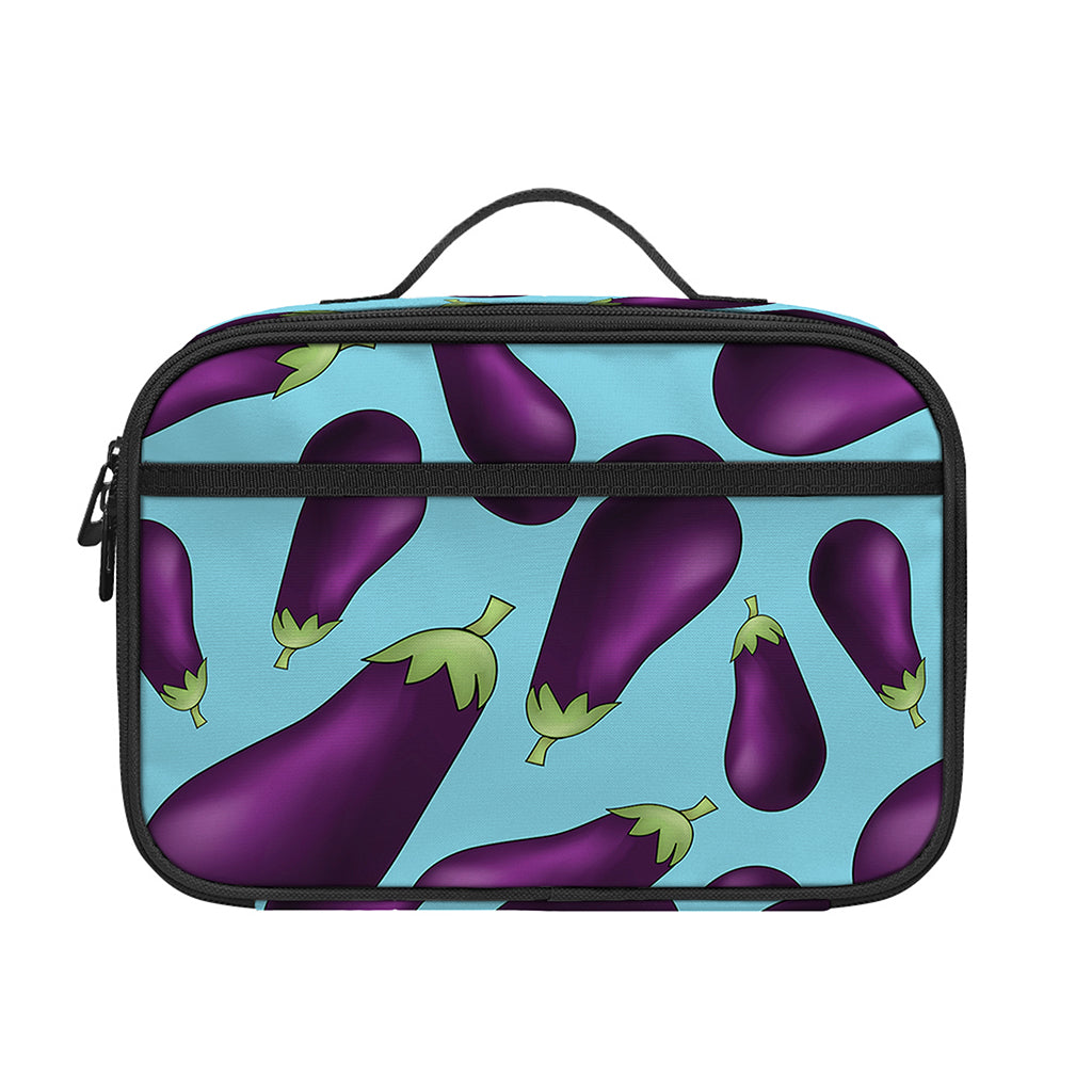 Purple Eggplant Pattern Print Portable Lunch Bag