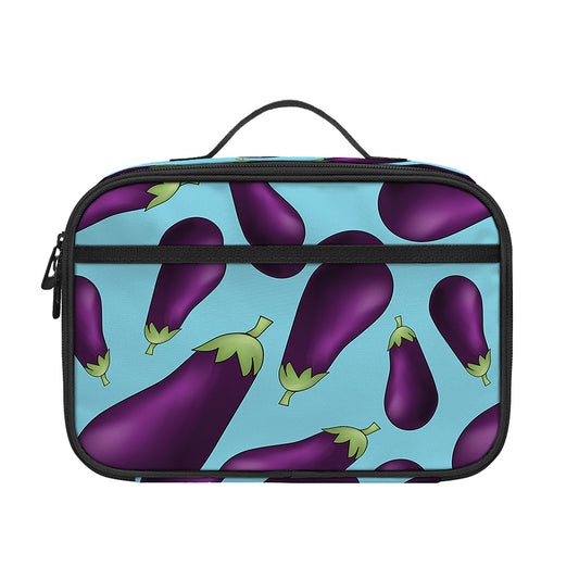 Purple Eggplant Pattern Print Portable Lunch Bag