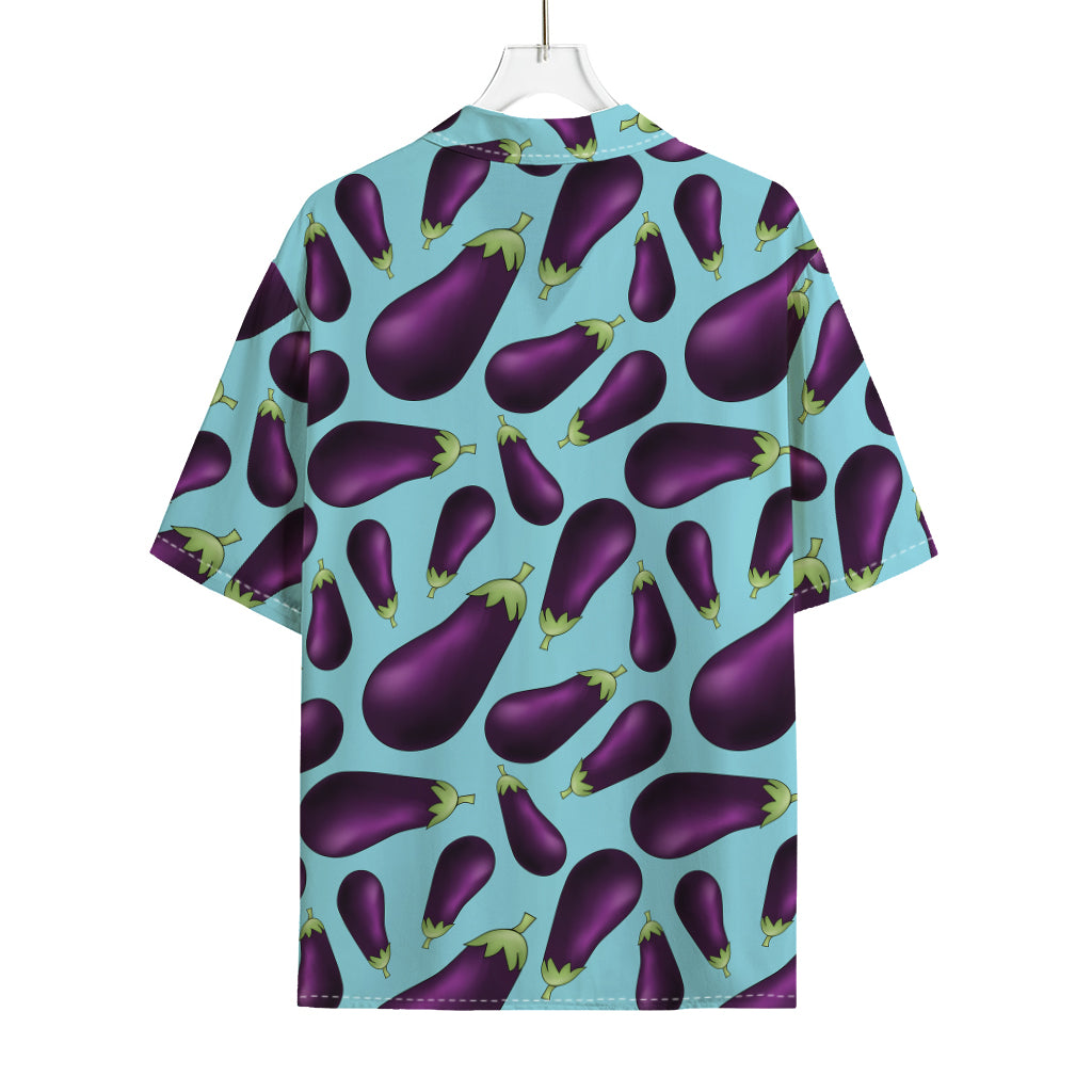 Purple Eggplant Pattern Print Rayon Hawaiian Shirt