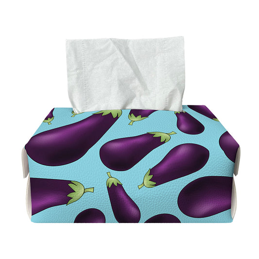 Purple Eggplant Pattern Print Rectangle Tissue Box Cover