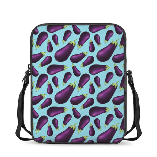 Purple Eggplant Pattern Print Rectangular Crossbody Bag