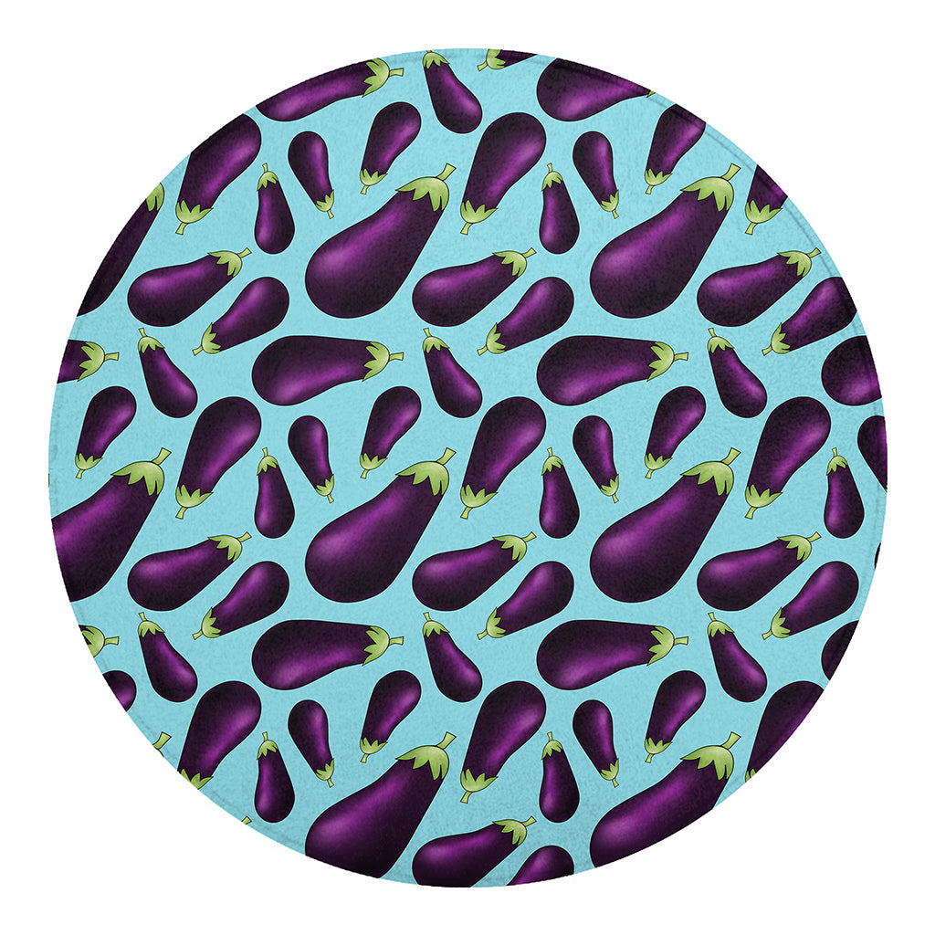 Purple Eggplant Pattern Print Round Blanket