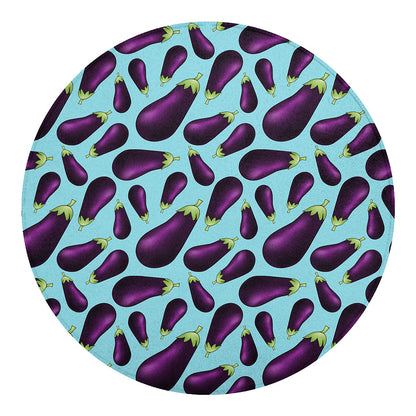 Purple Eggplant Pattern Print Round Blanket
