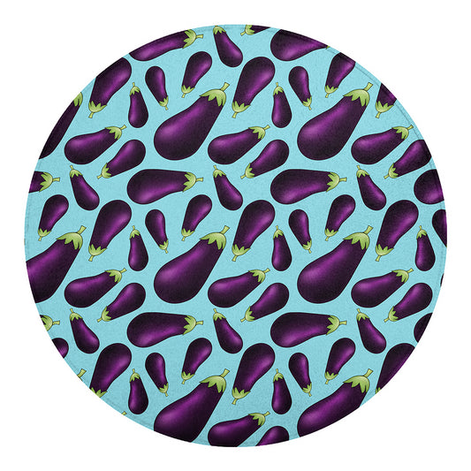 Purple Eggplant Pattern Print Round Blanket