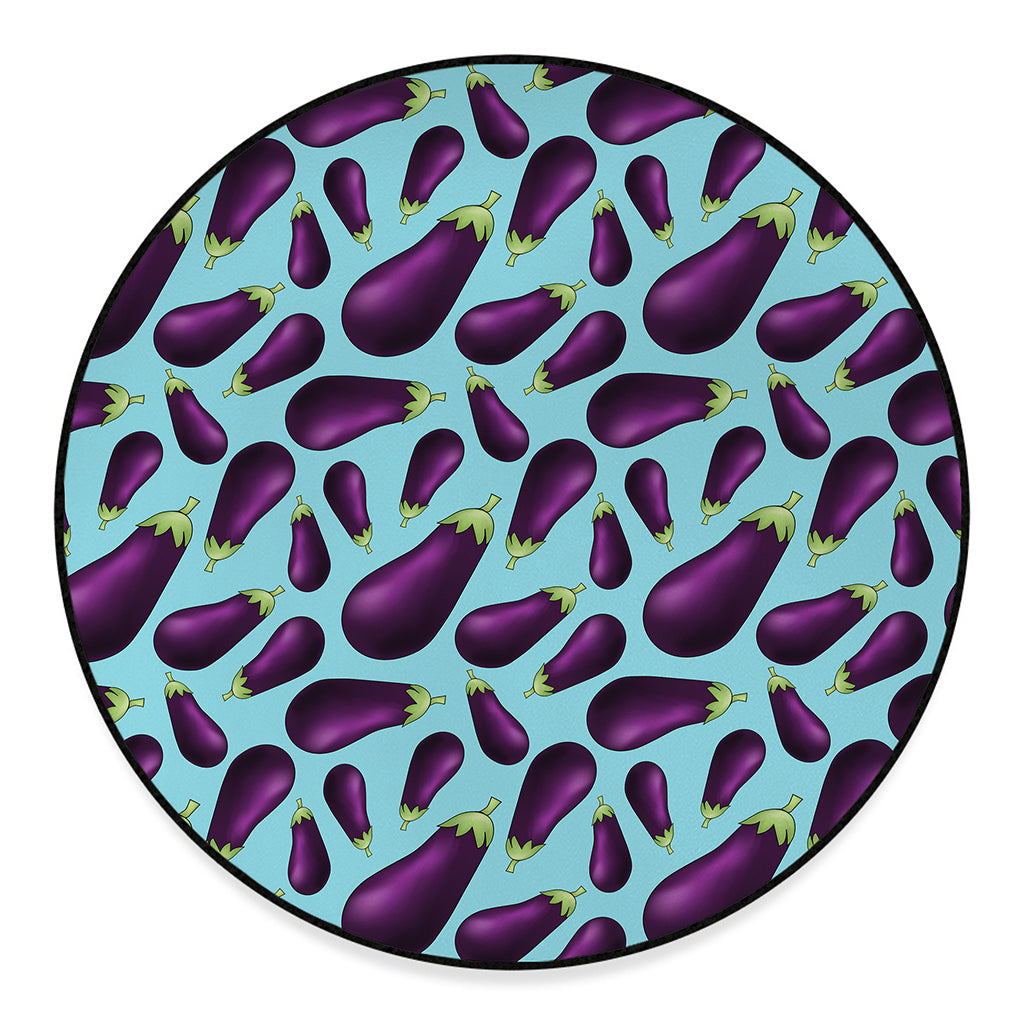Purple Eggplant Pattern Print Round Floor Mat