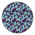 Purple Eggplant Pattern Print Round Floor Mat