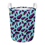 Purple Eggplant Pattern Print Round Laundry Basket