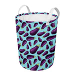 Purple Eggplant Pattern Print Round Laundry Basket