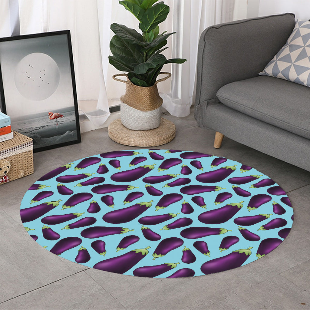 Purple Eggplant Pattern Print Round Rug