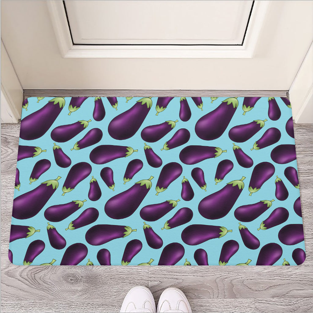 Purple Eggplant Pattern Print Rubber Doormat