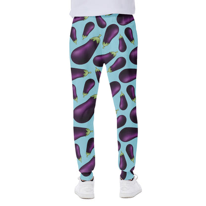 Purple Eggplant Pattern Print Scuba Joggers