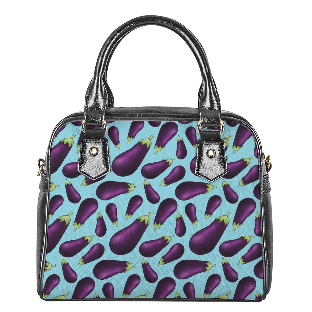 Purple Eggplant Pattern Print Shoulder Handbag