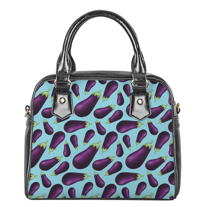 Purple Eggplant Pattern Print Shoulder Handbag