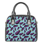 Purple Eggplant Pattern Print Shoulder Handbag