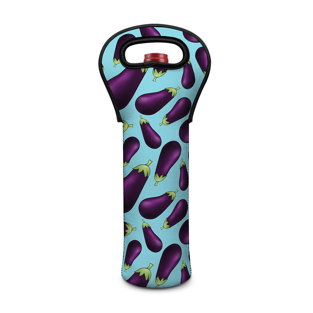 Purple Eggplant Pattern Print Single Neoprene Wine Tote