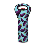 Purple Eggplant Pattern Print Single Neoprene Wine Tote