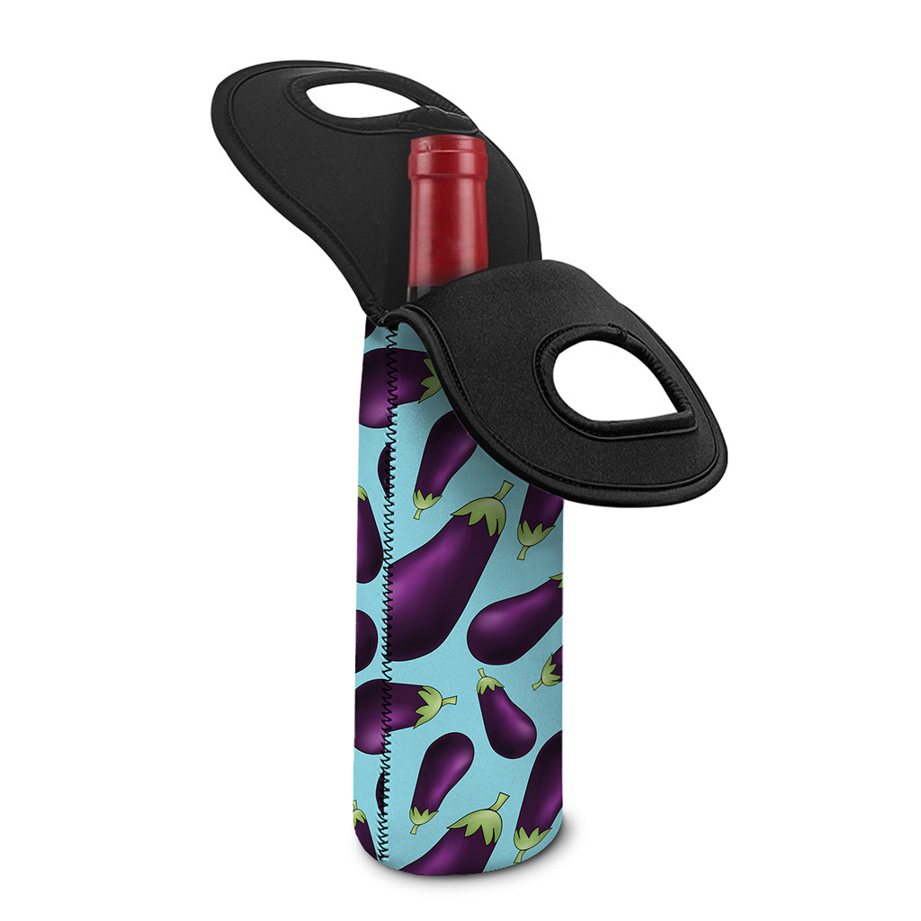 Purple Eggplant Pattern Print Single Neoprene Wine Tote