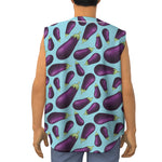 Purple Eggplant Pattern Print Sleeveless Baseball Jersey